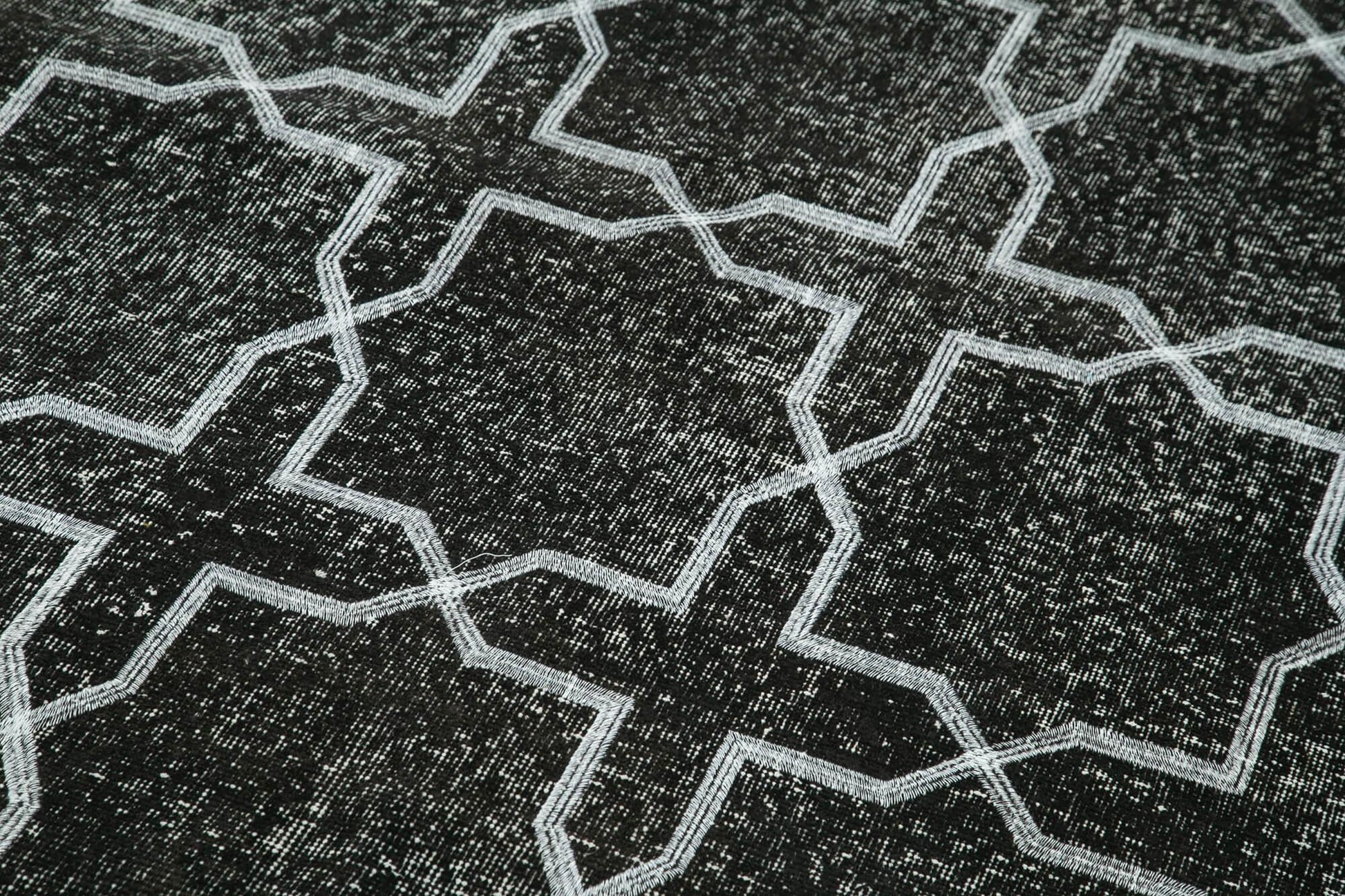 Geometric Carpet Siyah Geometrik Pamuk Yün El Dokuma Halısı 142x371 Agacan