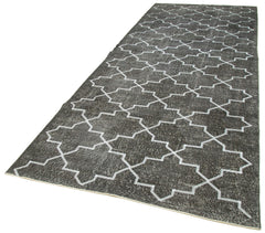 Geometric Carpet Gri Geometrik Pamuk Yün El Dokuma Halısı 148x388 Agacan