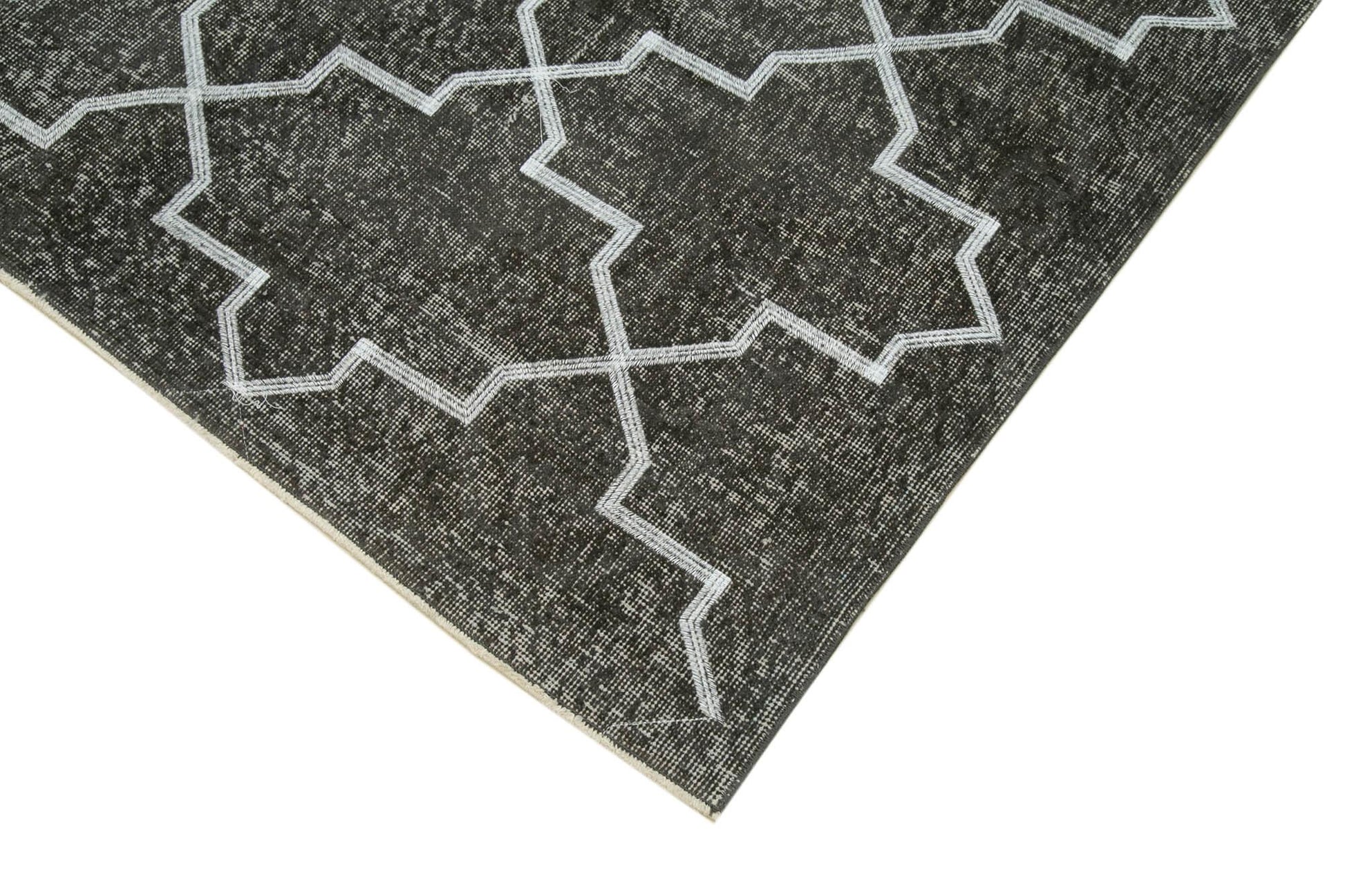 Geometric Carpet Gri Geometrik Pamuk Yün El Dokuma Halısı 148x388 Agacan