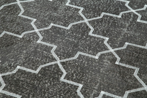 Geometric Carpet Gri Geometrik Pamuk Yün El Dokuma Halısı 148x388 Agacan