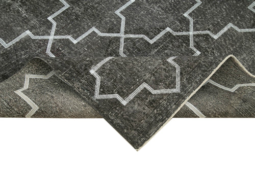 Geometric Carpet Gri Geometrik Pamuk Yün El Dokuma Halısı 148x388 Agacan
