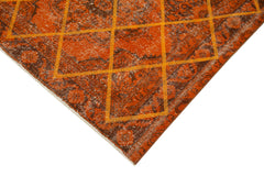 Geometric Carpet Turuncu Geometrik Pamuk Yün El Dokuma Halısı 141x375 Agacan