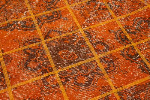 Geometric Carpet Turuncu Geometrik Pamuk Yün El Dokuma Halısı 141x375 Agacan