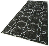 Vintage Teppich Schwarz: Handgeknüpfter Läufer 141x386 cm