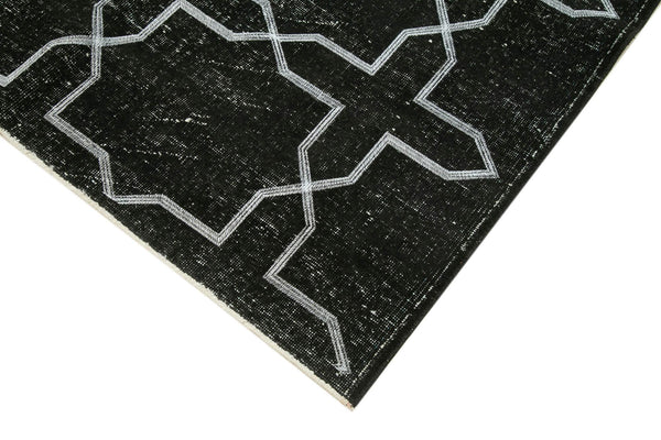 Geometric Carpet Siyah Geometrik Pamuk Yün El Dokuma Halısı 141x386 Agacan
