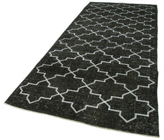 Geometric Carpet Siyah Geometrik Pamuk Yün El Dokuma Halısı 147x379 Agacan