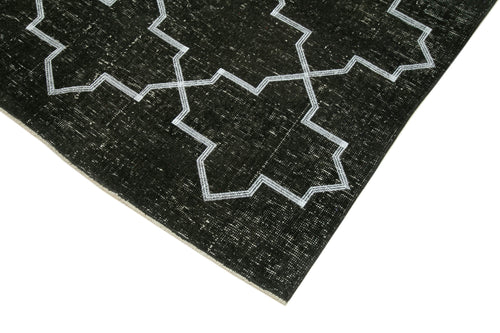 Geometric Carpet Siyah Geometrik Pamuk Yün El Dokuma Halısı 147x379 Agacan