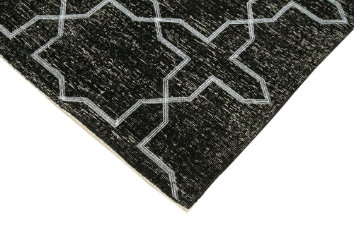 Geometric Carpet Siyah Geometrik Pamuk Yün El Dokuma Halısı 139x384 Agacan