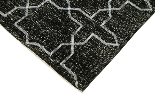 Geometric Carpet Siyah Geometrik Pamuk Yün El Dokuma Halısı 139x384 Agacan