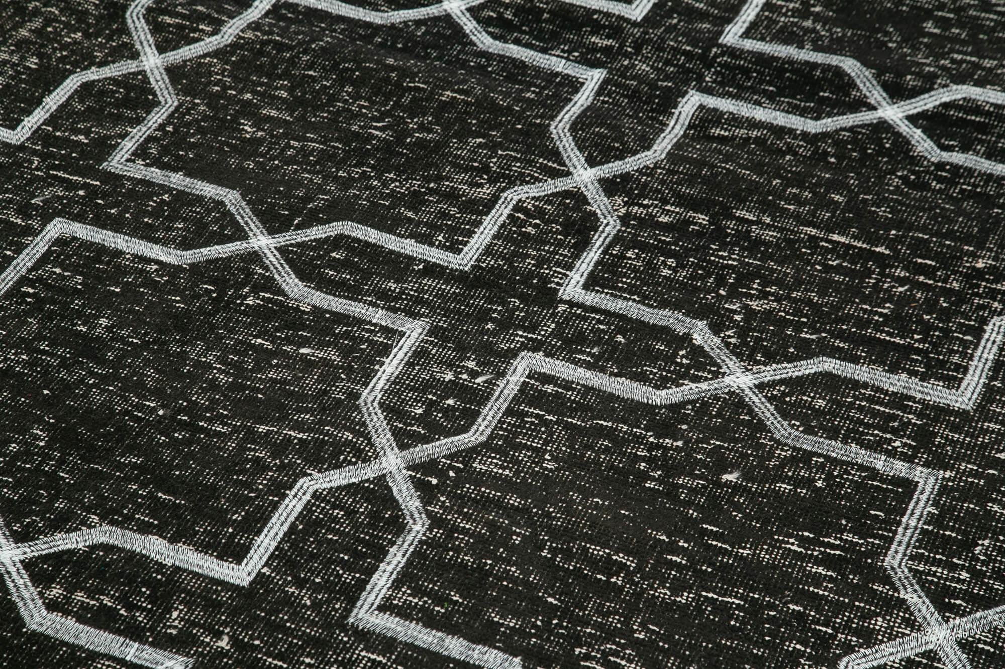 Geometric Carpet Siyah Geometrik Pamuk Yün El Dokuma Halısı 139x384 Agacan