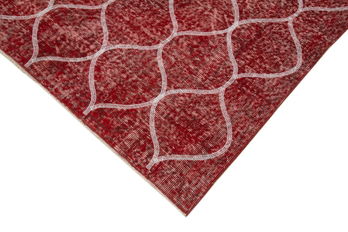 Geometric Carpet Kırmızı Geometrik Pamuk Yün El Dokuma Halısı 145x366 Agacan