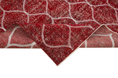 Geometric Carpet Kırmızı Geometrik Pamuk Yün El Dokuma Halısı 145x366 Agacan