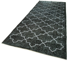 Geometric Carpet Siyah Geometrik Pamuk Yün El Dokuma Halısı 150x372 Agacan