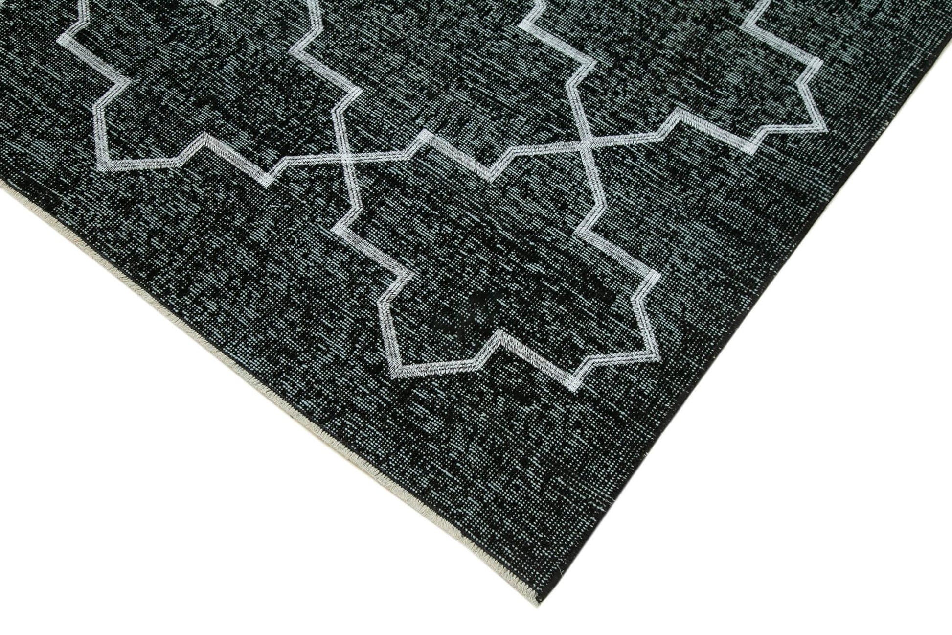 Geometric Carpet Siyah Geometrik Pamuk Yün El Dokuma Halısı 150x372 Agacan