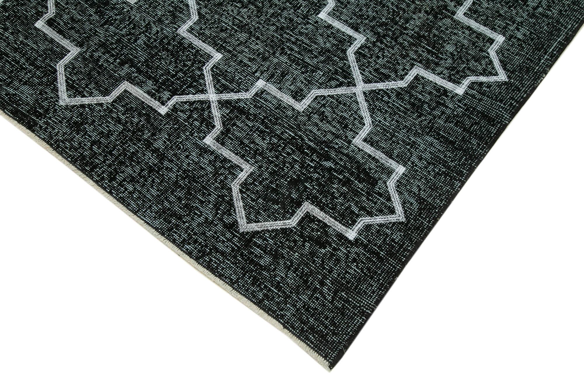 Geometric Carpet Siyah Geometrik Pamuk Yün El Dokuma Halısı 150x372 Agacan