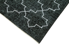 Geometric Carpet Siyah Geometrik Pamuk Yün El Dokuma Halısı 150x372 Agacan