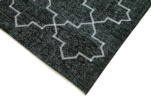 Geometric Carpet Siyah Geometrik Pamuk Yün El Dokuma Halısı 150x372 Agacan