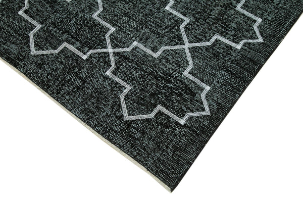Geometric Carpet Siyah Geometrik Pamuk Yün El Dokuma Halısı 150x372 Agacan