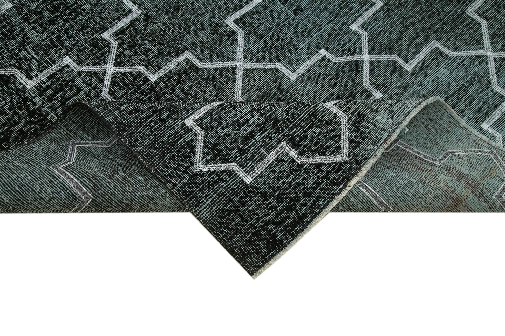 Geometric Carpet Siyah Geometrik Pamuk Yün El Dokuma Halısı 150x372 Agacan