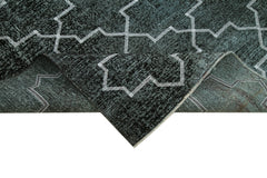 Geometric Carpet Siyah Geometrik Pamuk Yün El Dokuma Halısı 150x372 Agacan