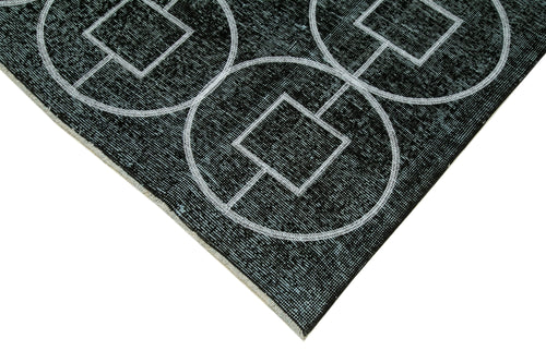 Geometric Carpet Siyah Geometrik Pamuk Yün El Dokuma Halısı 144x369 Agacan