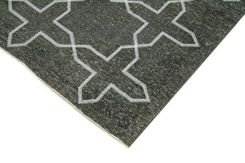 Geometric Carpet Gri Geometrik Pamuk Yün El Dokuma Halısı 146x405 Agacan