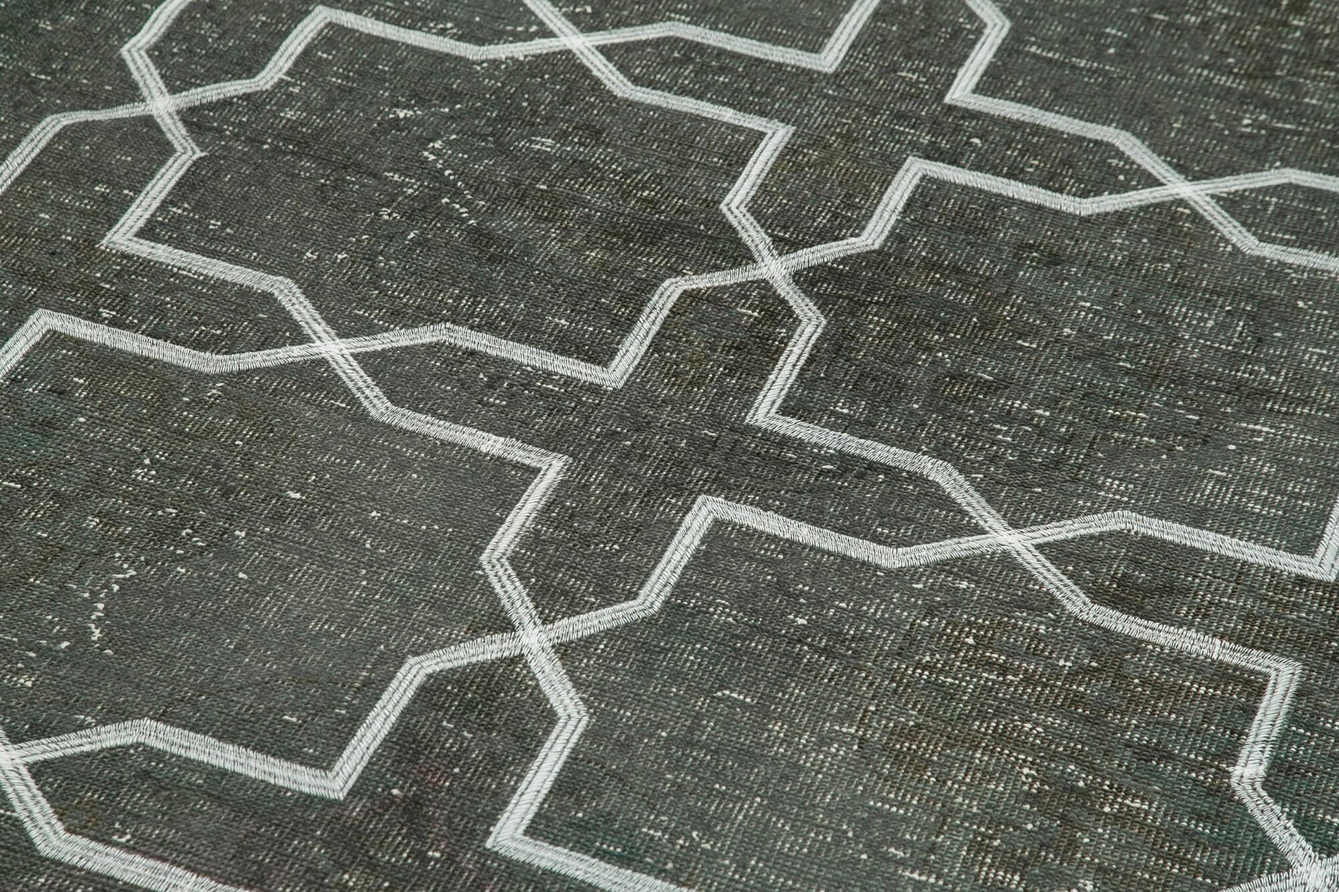 Geometric Carpet Gri Geometrik Pamuk Yün El Dokuma Halısı 146x405 Agacan