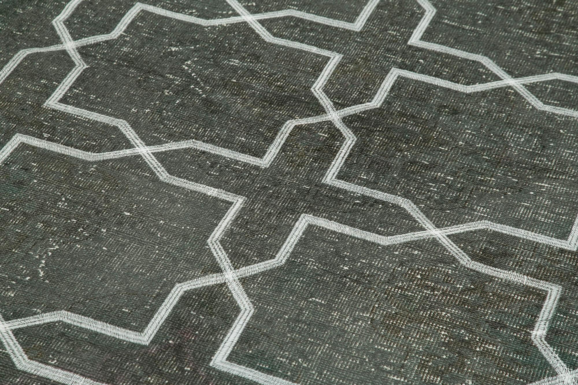 Geometric Carpet Gri Geometrik Pamuk Yün El Dokuma Halısı 146x405 Agacan