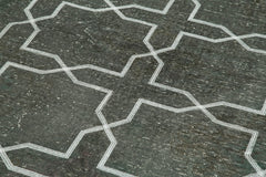 Geometric Carpet Gri Geometrik Pamuk Yün El Dokuma Halısı 146x405 Agacan