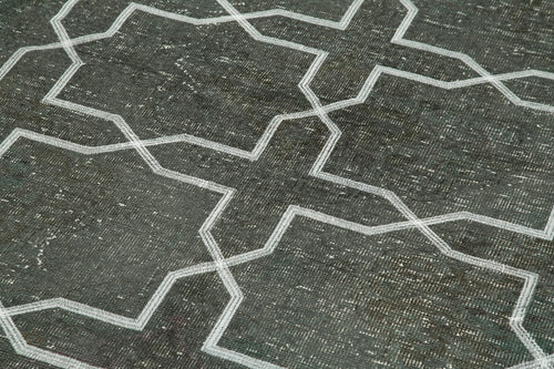 Geometric Carpet Gri Geometrik Pamuk Yün El Dokuma Halısı 146x405 Agacan