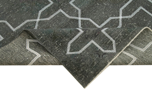 Geometric Carpet Gri Geometrik Pamuk Yün El Dokuma Halısı 146x405 Agacan