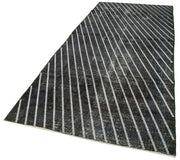 Geometric Carpet Siyah Geometrik Pamuk Yün El Dokuma Halısı 141x372 Agacan