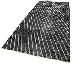 Geometric Carpet Siyah Geometrik Pamuk Yün El Dokuma Halısı 141x372 Agacan