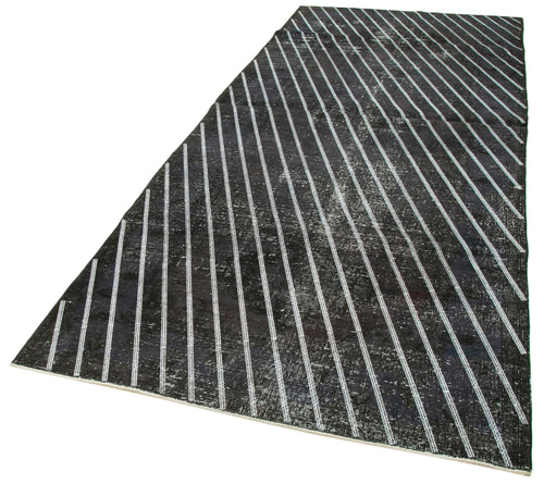 Geometric Carpet Siyah Geometrik Pamuk Yün El Dokuma Halısı 141x372 Agacan