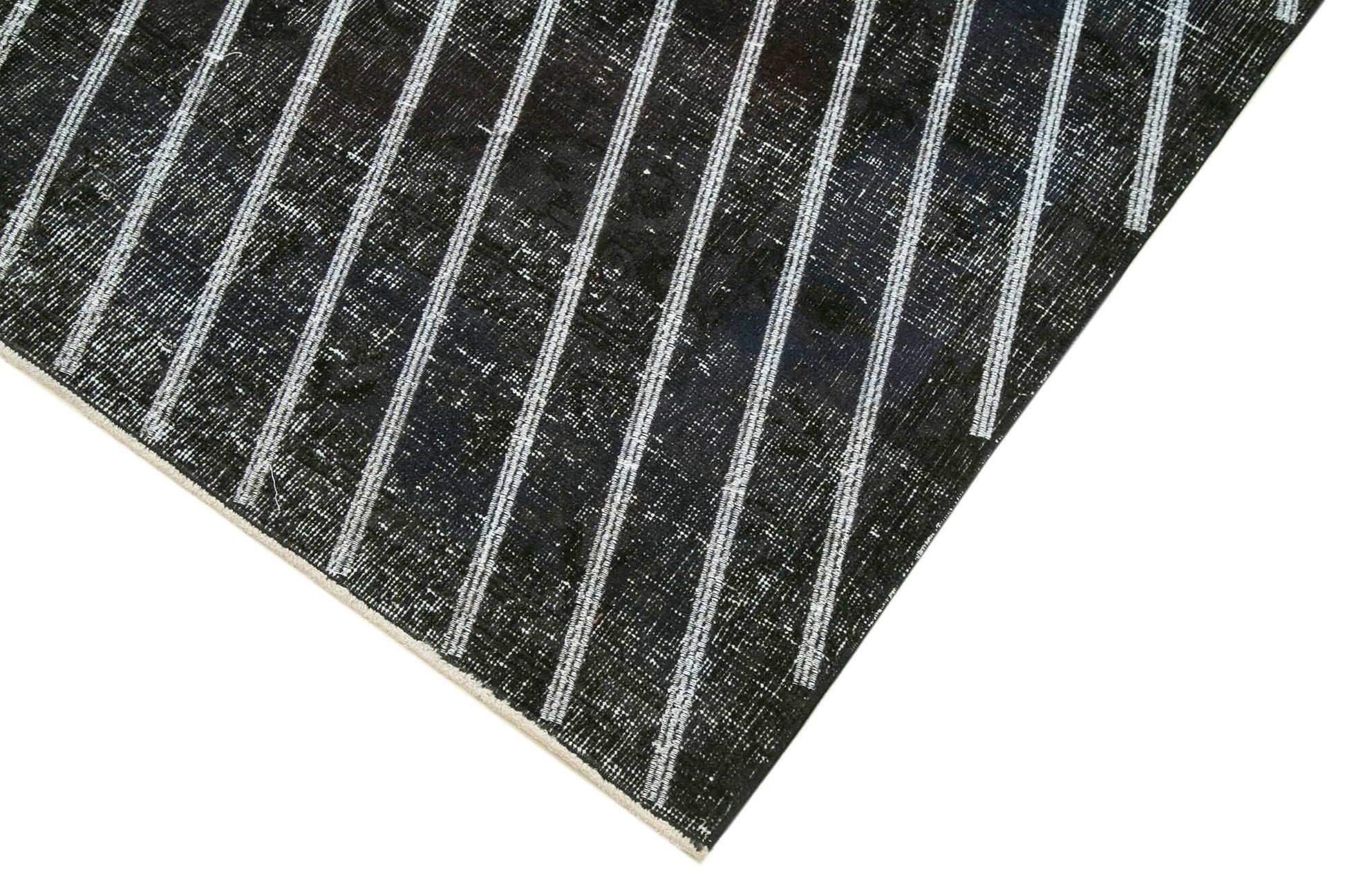 Geometric Carpet Siyah Geometrik Pamuk Yün El Dokuma Halısı 141x372 Agacan