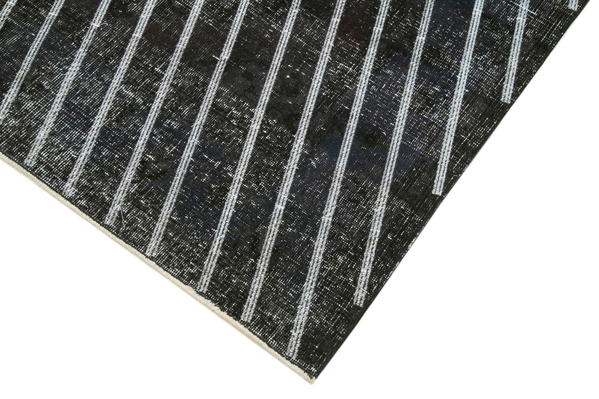 Geometric Carpet Siyah Geometrik Pamuk Yün El Dokuma Halısı 141x372 Agacan