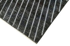 Geometric Carpet Siyah Geometrik Pamuk Yün El Dokuma Halısı 141x372 Agacan