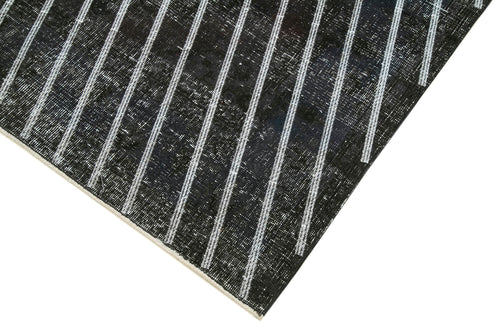 Geometric Carpet Siyah Geometrik Pamuk Yün El Dokuma Halısı 141x372 Agacan