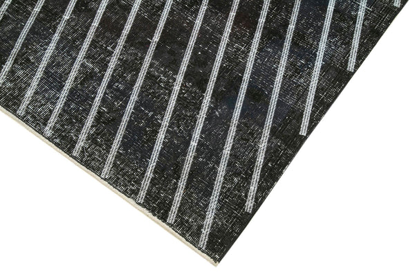 Geometric Carpet Siyah Geometrik Pamuk Yün El Dokuma Halısı 141x372 Agacan