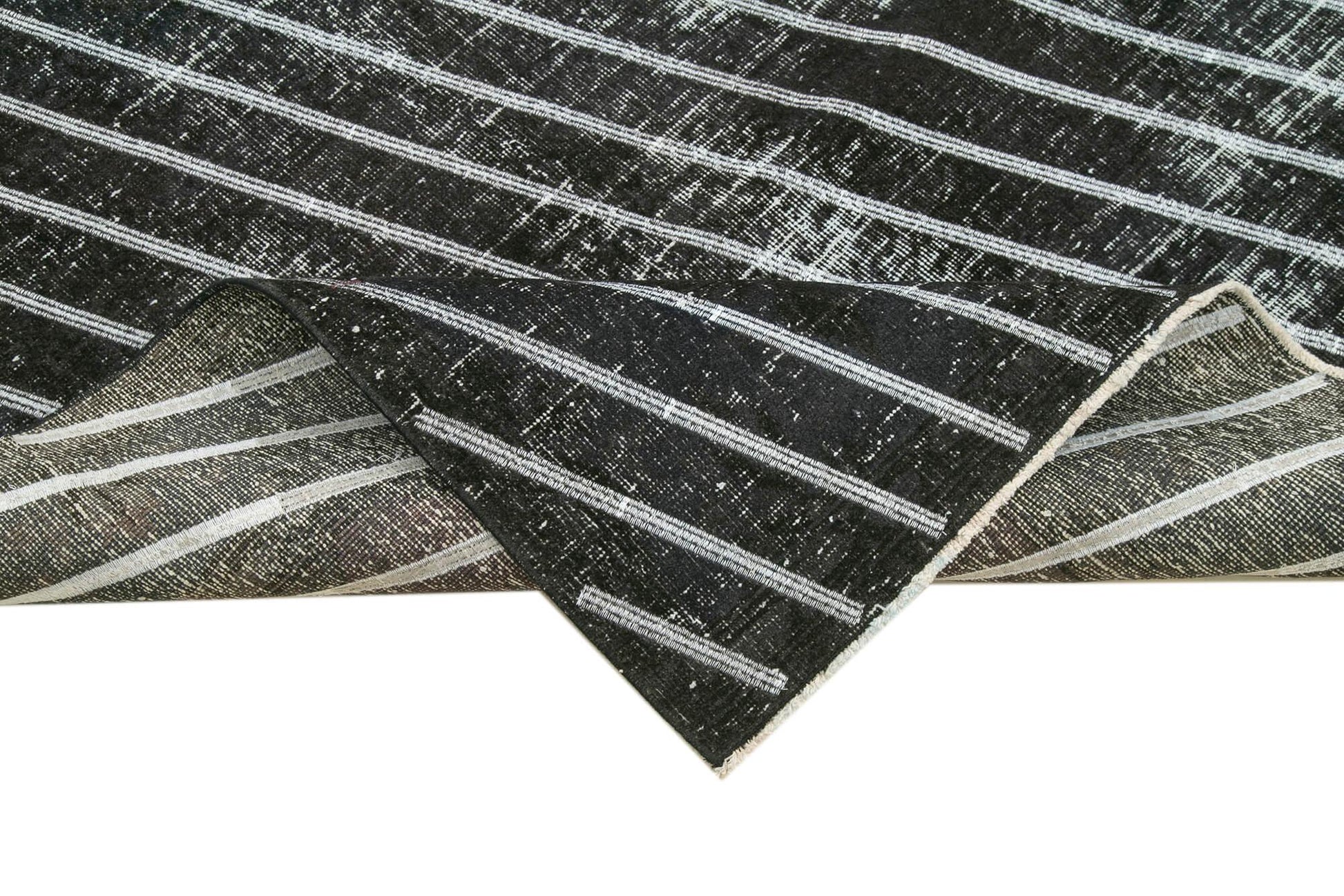 Geometric Carpet Siyah Geometrik Pamuk Yün El Dokuma Halısı 141x372 Agacan