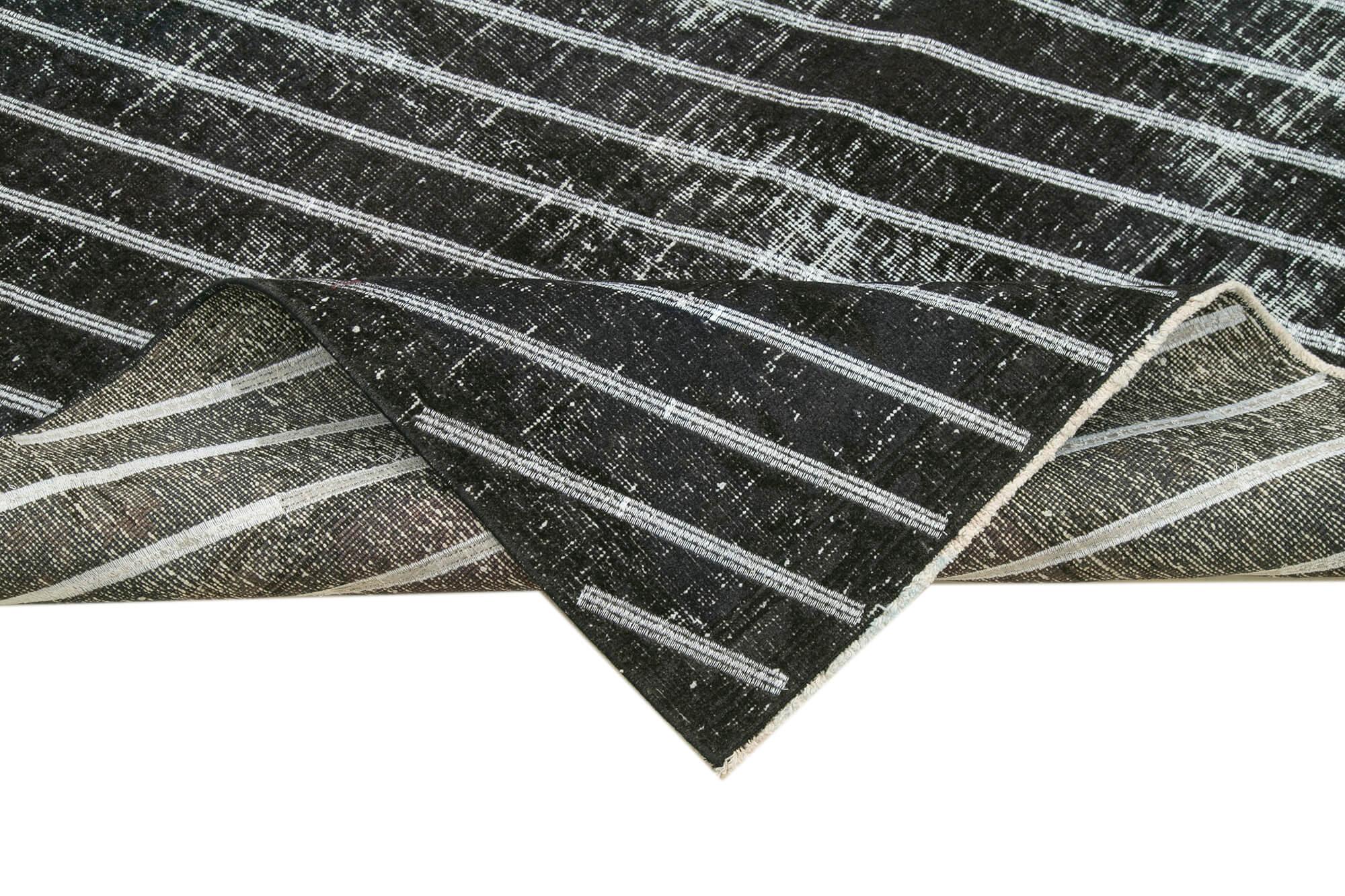 Geometric Carpet Siyah Geometrik Pamuk Yün El Dokuma Halısı 141x372 Agacan