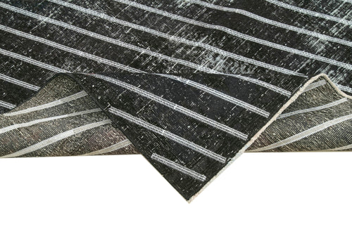 Geometric Carpet Siyah Geometrik Pamuk Yün El Dokuma Halısı 141x372 Agacan