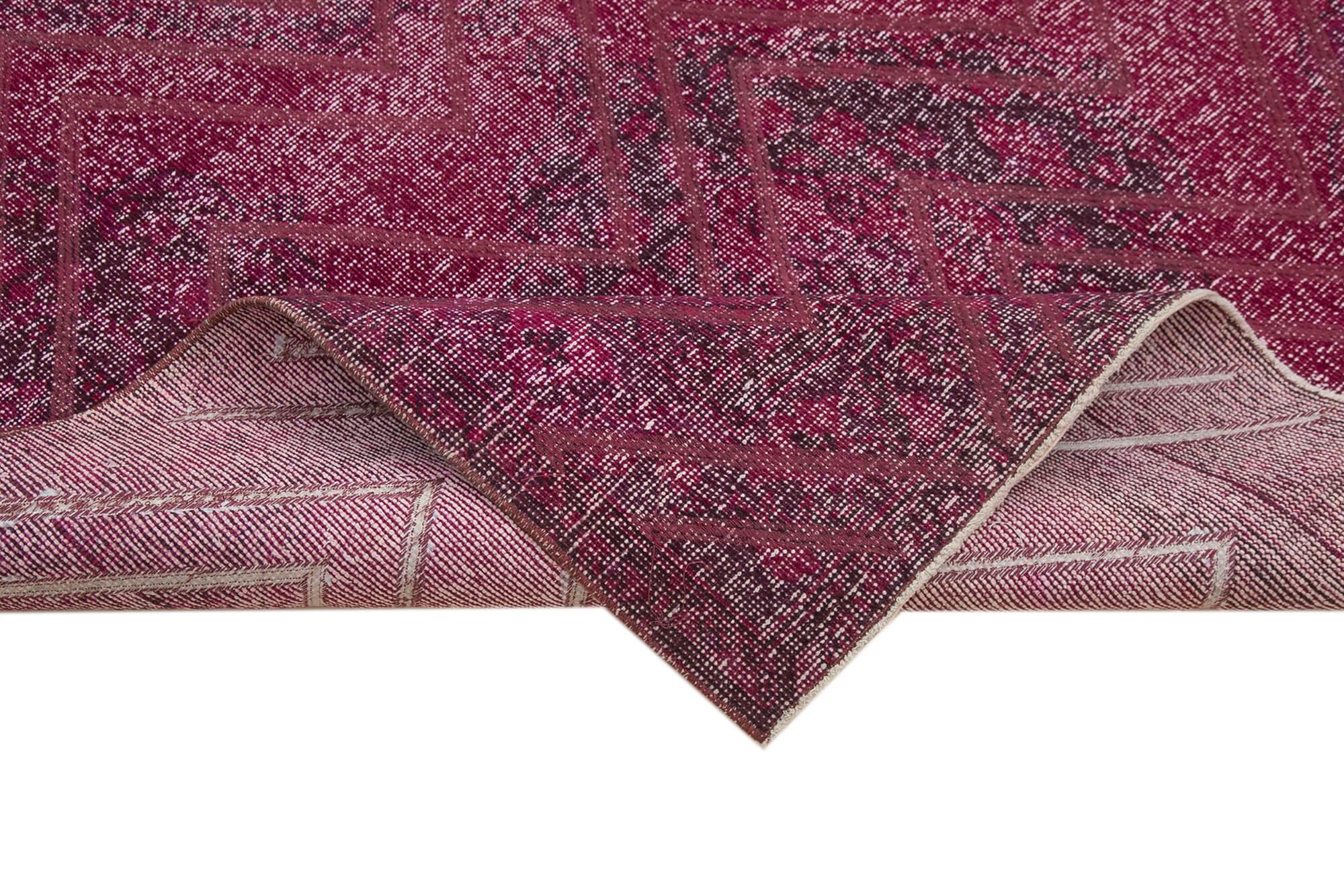 Geometric Carpet Mor Geometrik Pamuk Yün El Dokuma Halısı 148x414 Agacan