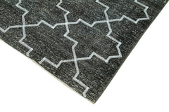 Geometric Carpet Gri Geometrik Pamuk Yün El Dokuma Halısı 144x417 Agacan