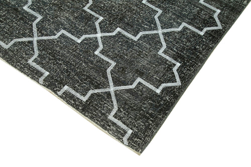 Geometric Carpet Gri Geometrik Pamuk Yün El Dokuma Halısı 144x417 Agacan