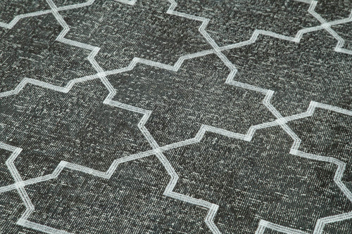 Geometric Carpet Gri Geometrik Pamuk Yün El Dokuma Halısı 144x417 Agacan