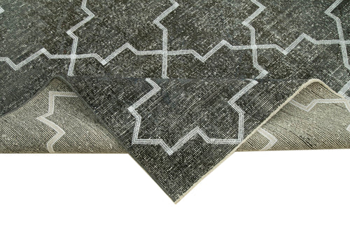 Geometric Carpet Gri Geometrik Pamuk Yün El Dokuma Halısı 144x417 Agacan
