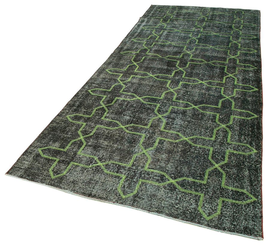 Geometric Carpet Gri Geometrik Pamuk Yün El Dokuma Halısı 142x372 Agacan