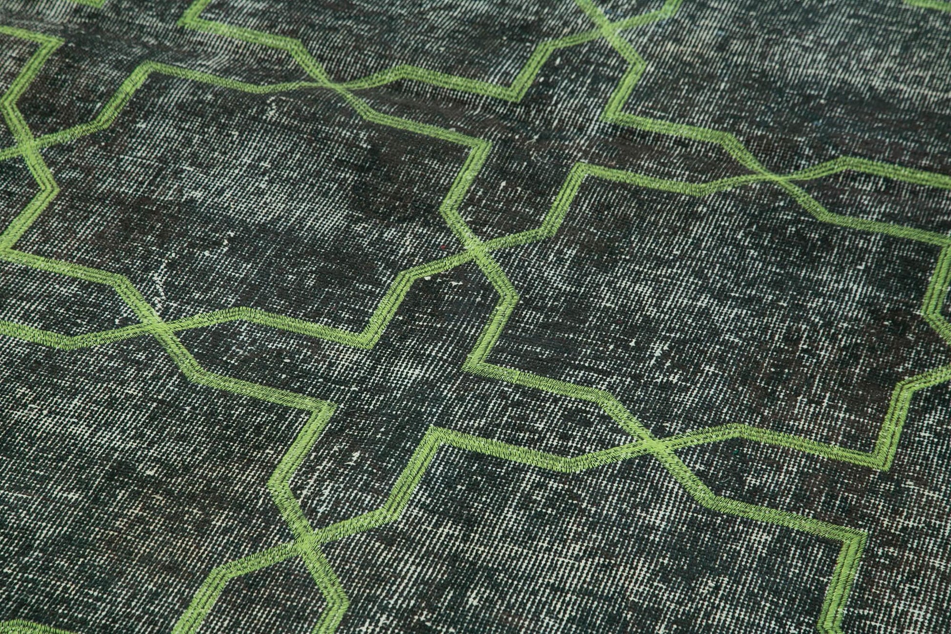 Geometric Carpet Gri Geometrik Pamuk Yün El Dokuma Halısı 142x372 Agacan