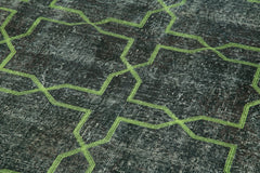 Geometric Carpet Gri Geometrik Pamuk Yün El Dokuma Halısı 142x372 Agacan